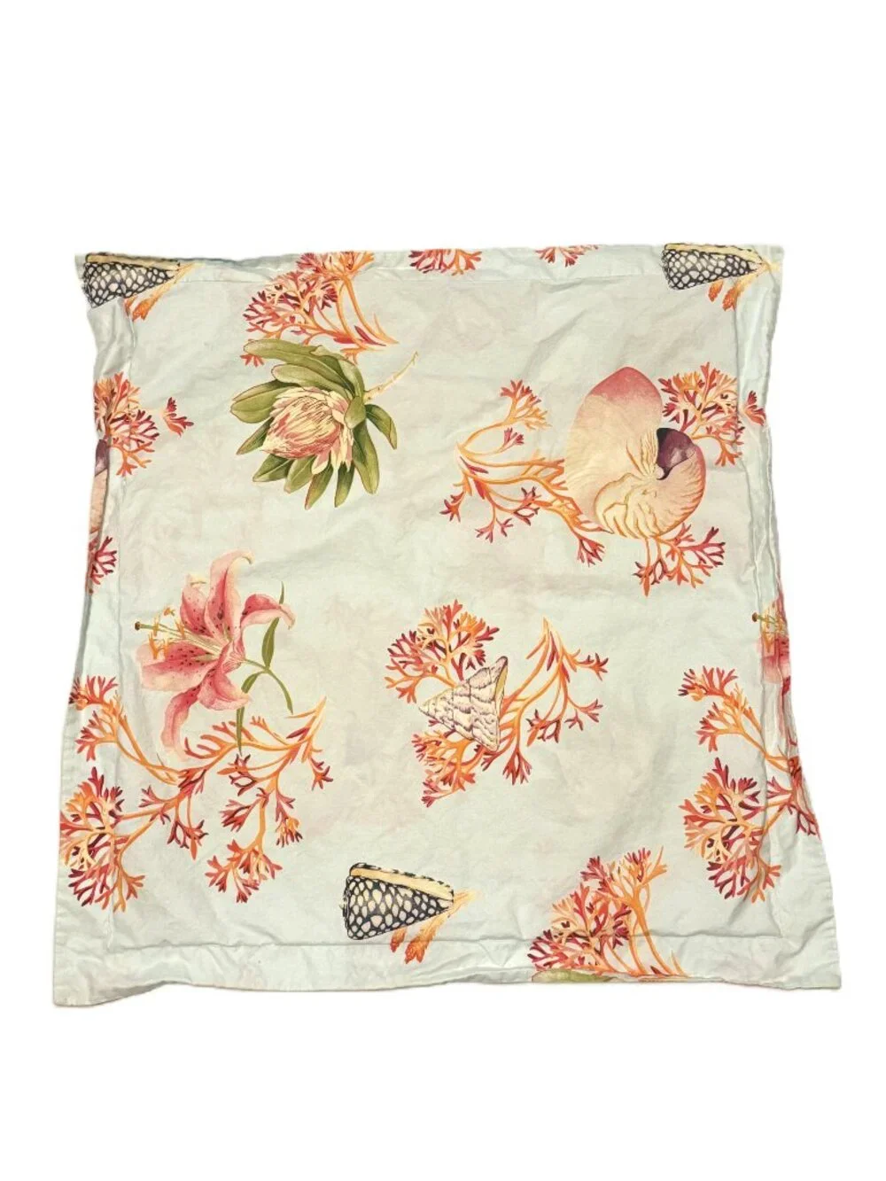 Pottery Barn Atlantic Seashells Ocean Sea Life EURO Pillow Shams X2 Nautical